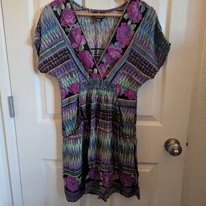 Angie Size Small Colorful Patterned Dress WITH Pockets Summer Vacation Dress